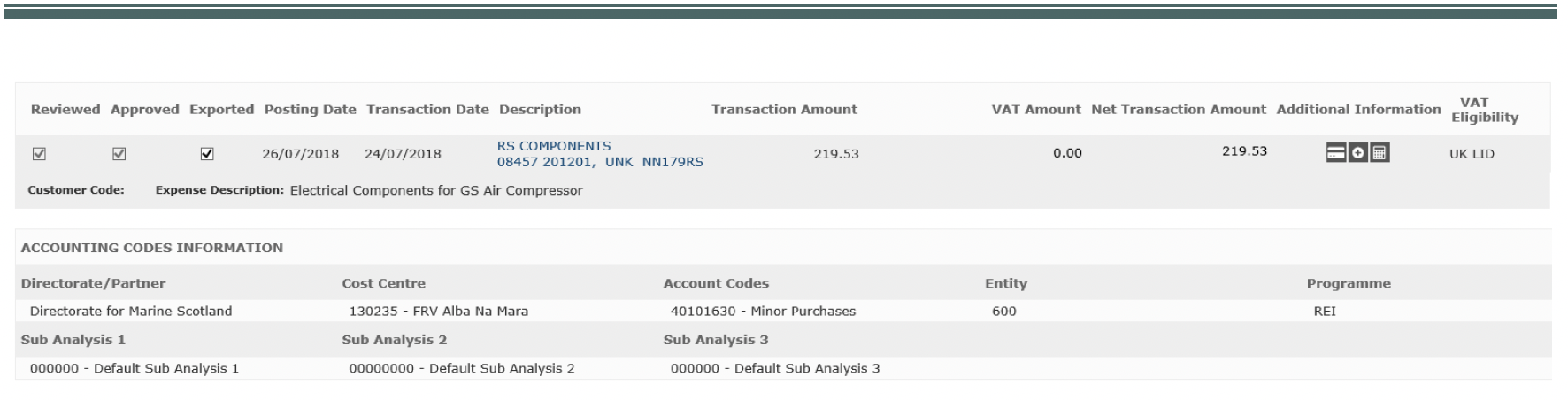 ‘ user role – Financial – Account Summary ‘ – Search Criteria – search results.