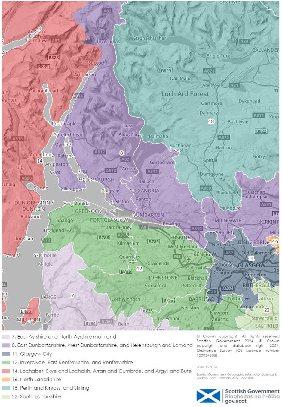 A map focusing on Helensburgh and Lomond showing that that this area is currently included in the existing ‘‘East Dunbartonshire, West Dunbartonshire, and Helensburgh and Lomond’ ITL3 region.