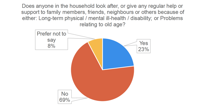 Pie chat showing panel members responses to 'Do you have any physical of mental health conditions or illnesses lasting or expected to last 12 months or more?'