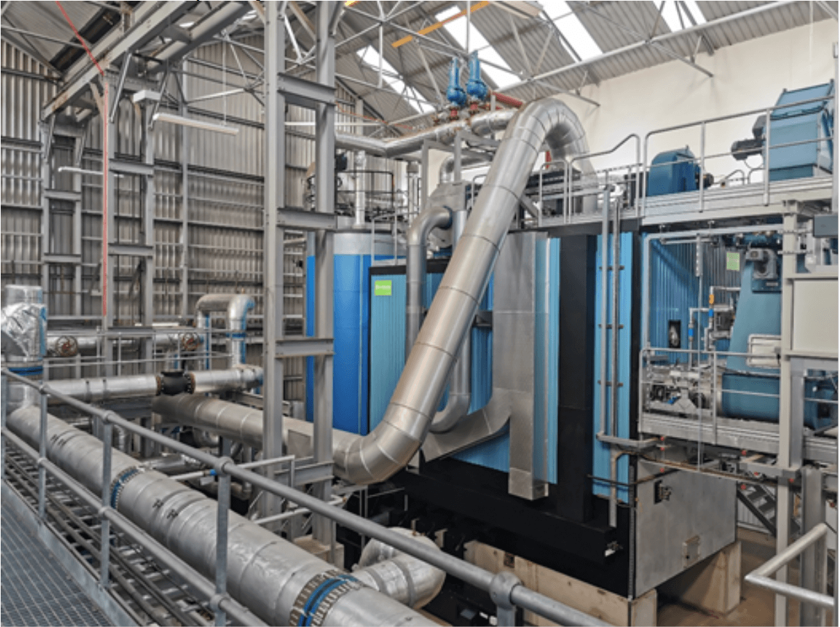 A large machine in the energy centre of the St Andrews biomass heat network