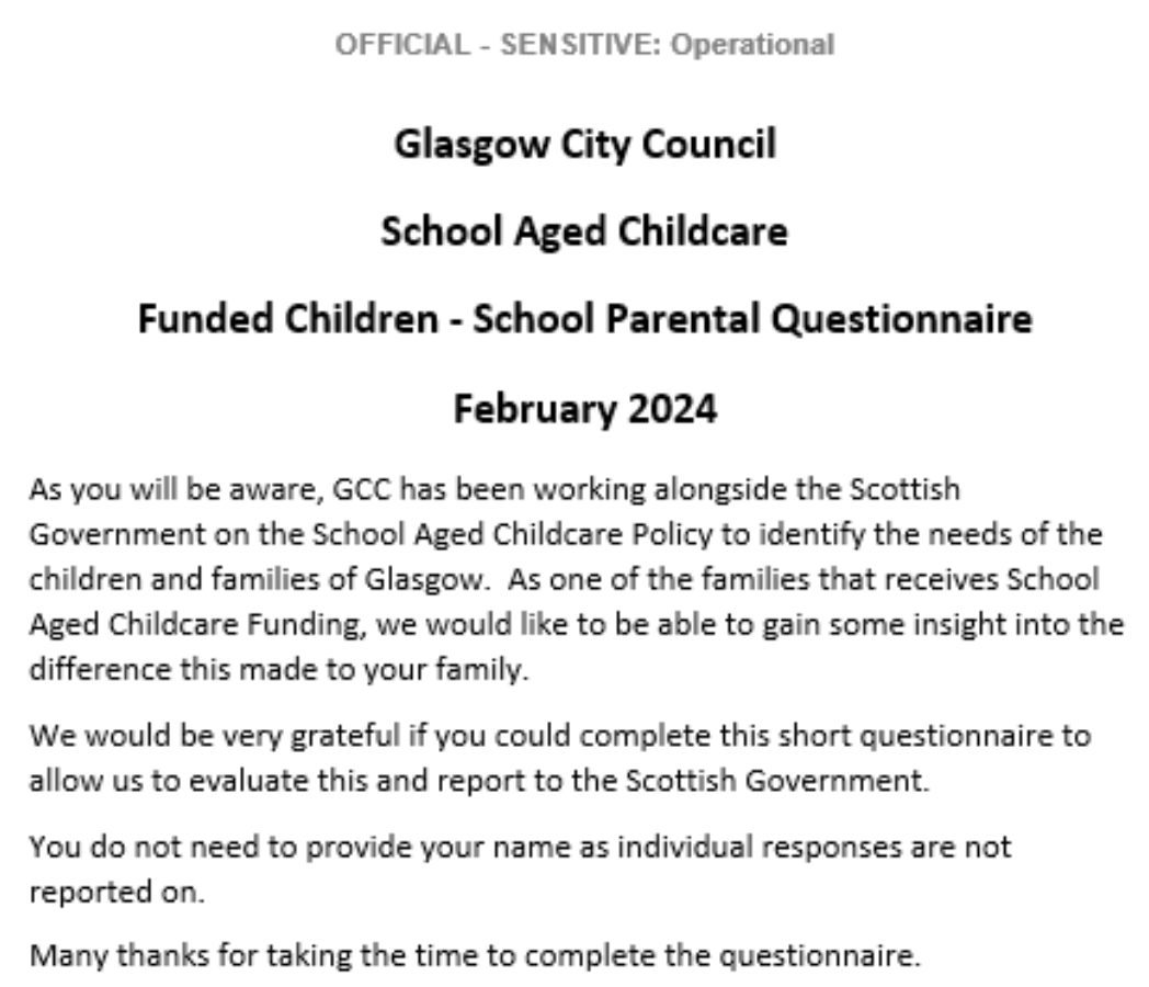 A short introduction to the Funded children - School Parental Questionnaire February 2024