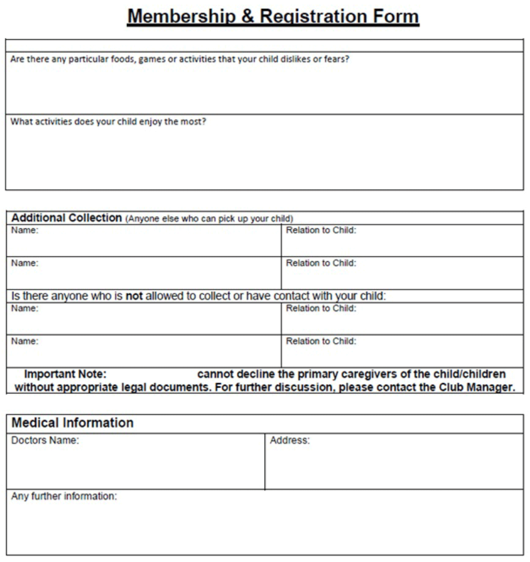 This page covers what children like, dislike or fear, as well as details of anyone else who may be picking them up from childcare. It also covers medical information.