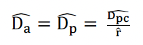 This equation estimates the absolute density (D) of animals from two different data sources (aerial surveys and passive acoustic data). The density from the aerial survey (Da) is set equal to the density from the passive acoustic data (Dp), which is calculated by dividing the estimated call density (Dpc) from the acoustic data by the estimated call production rate (r).