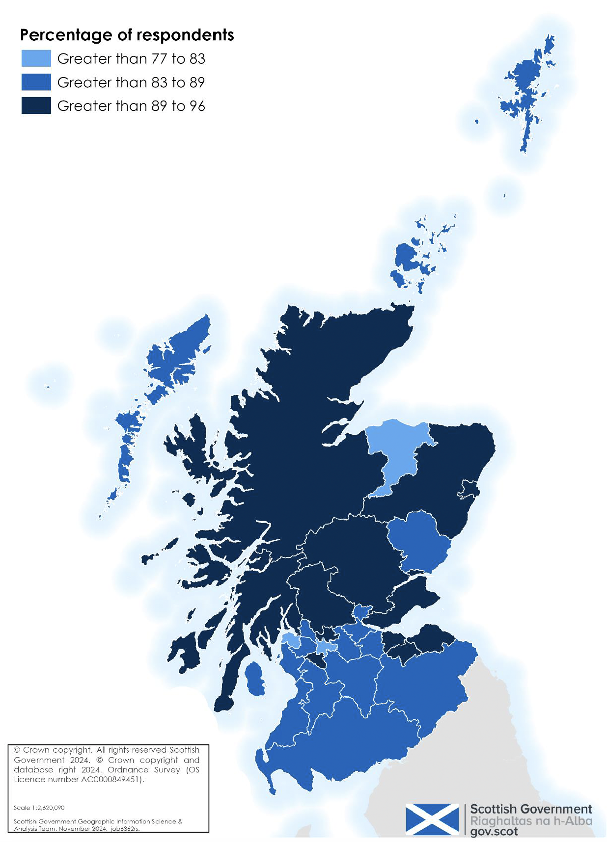 A map of Scotland showing cultural engagement by adults in the last 12 months indicates that it was highest in East Lothian and Edinburgh, City of. 