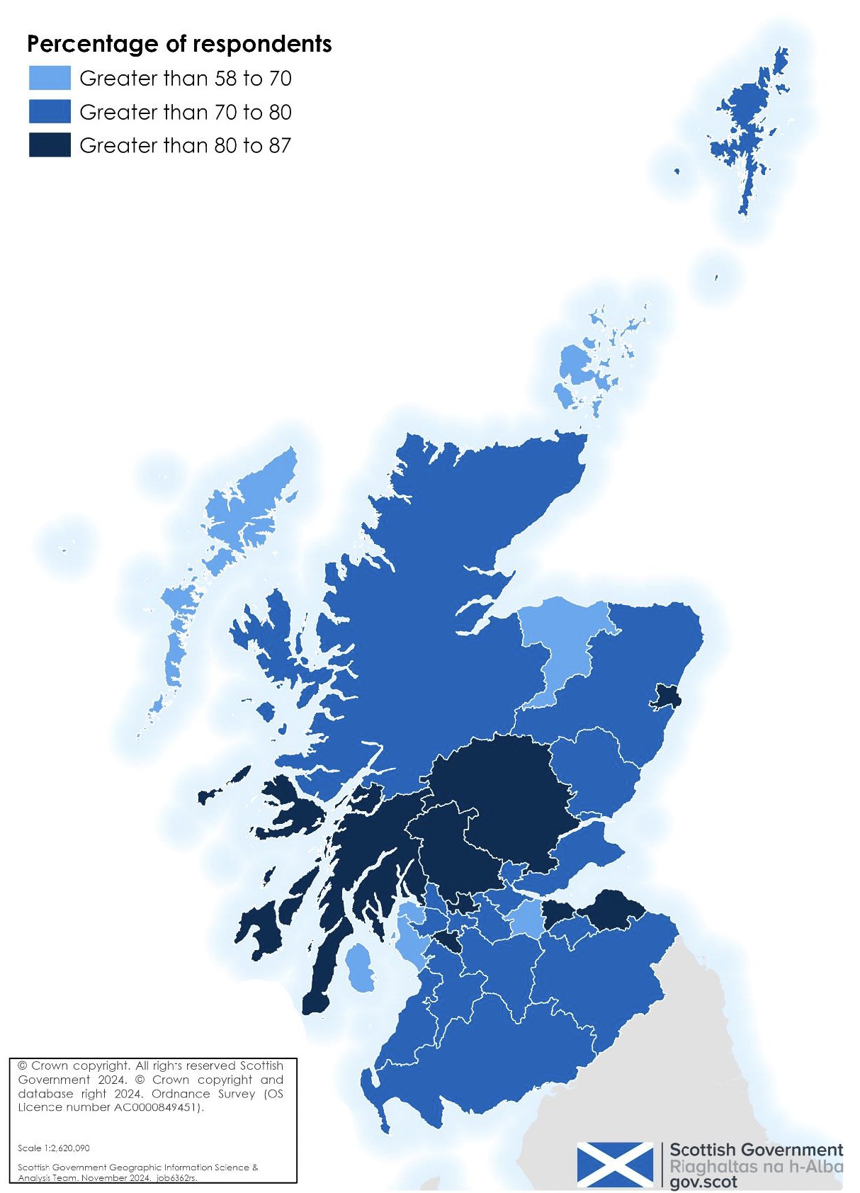 A map of Scotland showing attendance at cultural events and visits to places of culture in the last 12 months indicates that Stirling and Edinburgh, City of had the highest levels.