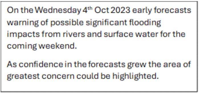 Text Box showing an example of SEPA's flood forecast statement.