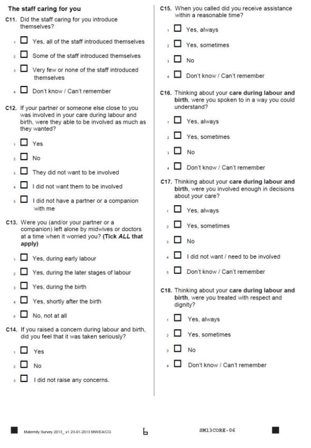 Appendix 1 - Survey Questionnaire - Having a baby in Scotland 2013 ...
