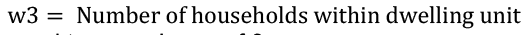 The household selection weight equals the number of households within dwelling unit.