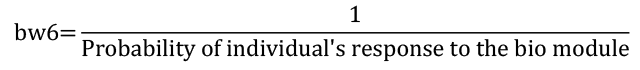 The non-response weight for biological module interview is calculated by dividing 1 by the probability of individual’s response to the biological module.