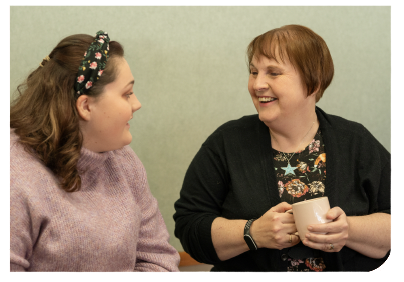 Case study: Two people smiling and chatting